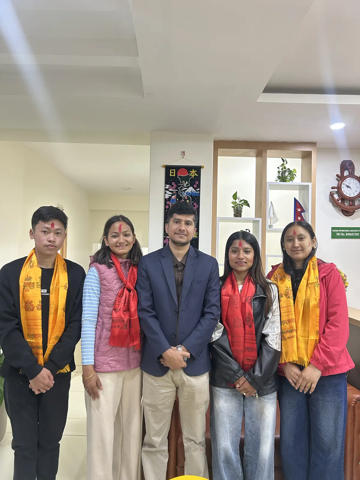 Farewell ceremony at the Akshara office for students leaving for Japan