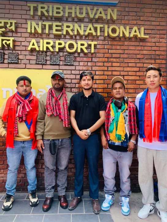 Akshara student and counselor at the airport before departure to Japan